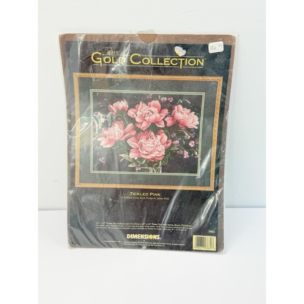 Dimensions Gold Collection Tickled Pink Cross Stitch Kit Flowers